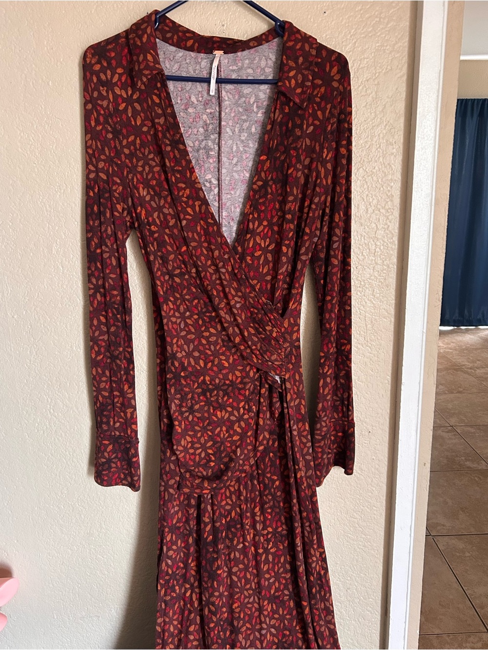 Free People Burgundy and Rust Floral Maxi Dress